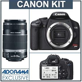 Canon Digital Rebel XSi SLR "Black" Camera Body with Canon EF-S 55-250mm f/4-5.6 IS Lens