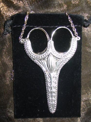 Heirloom Tulip Pewter Chatelaine 4" Embroidery Scissors + Velvet Bag