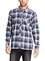 Seventy Seven Camisa Hombre Flannel Checked (Azul Marino / Gris / Blanco)