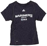 MLB Boys' Seattle Mariners Short Sleeve Heathered, Navy, Medium