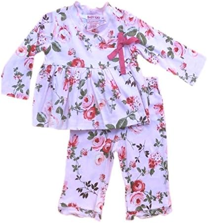 Baby Nay Baby Girls' Ornate Rose Kimono Clothing Set Floral Pink 9 Months