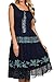 Sakkas Monica Boho Smocked Waist Sleeveless Mid-Length Embroidered Batik Dress