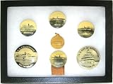 Collection of Vintage Steamship Celluloid Pinback Buttons in Riker Display Case