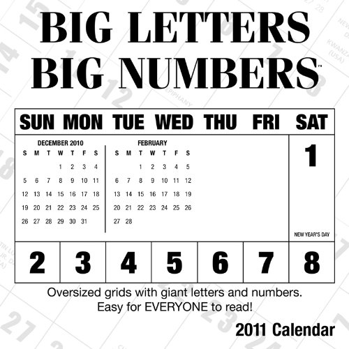 2011 Big Letters Big Numbers Calendar
