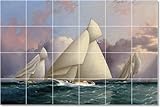 James Buttersworth Ships Tile Mural Residential Design. 36x48 inches using (12) 12x12 ceramic tiles.
