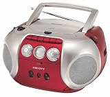 Scott SX 25 SR Stereo-Kassetten-Radio (Kassettenrecorder, FM-Tuner, Zeitanzeige) rot/silber