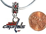 Washington Capitals Charm with Connector Fits Pandora, Troll, Biagi, Euro Bracelets Penguin Round White