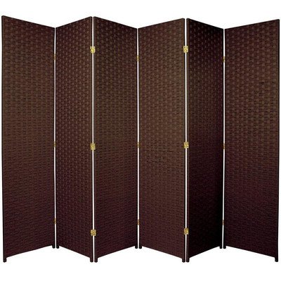 Oriental Furniture Low Cost Home Office Partition Divider, 6-Feet Woven Fiber Room Divider, 6 Panel, Dark Mocha