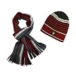 100% Acrylic Men's Fashion Classic Colorful Stripes Cap Hat Scarf Set - Various Colors