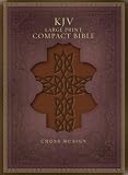 KJV Large Print Compact Cross Design Bible, Brown