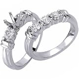 14kt White Gold Striking Diamond Engagement Ring Set
