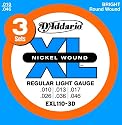 D'Addario EXL110-3D Regular Light 10-46 Electric Guitar Strings 3 Pack