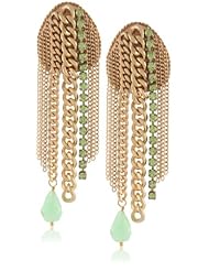 Annie Hammer Jewelry Chrysoprase and Multi-Chain Earrings