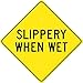 NMC TM212J Traffic Sign, Legend "SLIPPERY WHEN WET", 24" Length x 24" Height, Engineer Grade Prismatic Reflective Aluminum 0.080, Black On Yellow