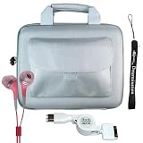 Apple Ipad Tablet ( 3G , wifi , WiFi + 3G ) Hard Nylon Cube with Pocket Carrying Case for ipad ( iPad Accessories Only ) + Includes a 4-inch eBigValue (TM) Determination Hand Strap + Retractable Hotsync Usb Data Cable for Apple Ipad + Fashion Earbud Headset Headphones 3.5mm In-Ear Stereo ( Pink )