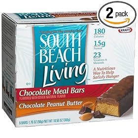 South Beach Living Bars, Chocolate Meal Bars & Chocolate Peanut Butter Bars, 1.76 oz bars (Pack of 2)