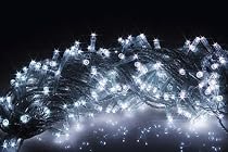LED Lichterkette Weiss mit 100 LED - 10 meter und transparenten Kabel