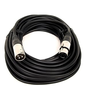GLS Audio 50ft Mic Cable Patch Cords – XLR Male to XLR Female Black Microphone Cables – 50\’ Balanced Mike Snake Cord – SINGLE