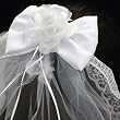 First Communion Veil - 25" Comb style with taffeta bow, single tier, ribbon accents and lace edging. Gift Boxed!