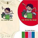 I'm with the Band drummer rock star organic cotton one-piece, 6-12 months, fire engine red