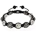 Iced Out 10mm Black and White Beaded Adjustable Bracelet + Gift Box