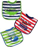 Neat Solutions 3 Pack Applique/ Print Interlock/ Knit Terry Pullover Bib, Boy