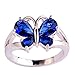 Psiroy 925 Sterling Silver Plated Simulated Blue Sapphire Butterfly Ring Size 11