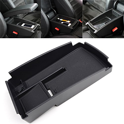 Fit 2009-2015 Volkswagen Passat CC Armrest Center Console Secondary Storage Box Tray Utility Black