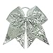 CN 4pcs 7 Inches Large Sequined Cheer Hair bow, Handmade Ponytail Holder Elastic Band Cheerleader Bows for Teen Girls College Sports Hair Accessories