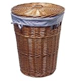 Round Cherry Hamper with Navy Liner