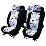 Zoom Produkt-Bild: Carpoint 0310122 Schonbezug Set 9-teilig 'Black Flower' Airbag
