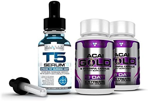 Biogen Health Science Complete Detox &amp; Slimming / Weight Loss Bundle - T5 Fat burners Serum XT &amp; Acai Berry Gold: (Maximum Strength 1 Month Supply) by Biogen Health Science
