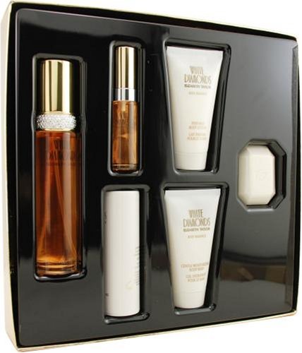 White Diamonds By Elizabeth Taylor For Women, Set Of 6 (Eau De Toilette Spray, Body Lotion, Body Wash, Talc, Mini Soap and Eau De Toilette Spray)