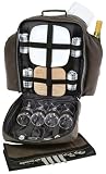 Optima Chelsea 4 Person Faux Leather Picnic Backpack
