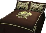 Ed Hardy Eagle King Duvet Set, Gold Embroidery on Brown