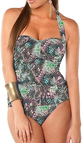 Aerinrose Women's VIPE-333 Bandeau/Halter Underwire One Piece,Viper,10D