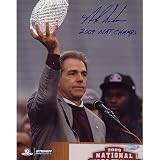 Steiner Sports NCAA Nick Saban at Victory Parade Holding Trophy Vertical Autographed 8-by-10-Inch Photograph with 