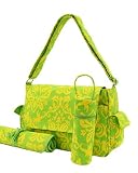 Damask Canvas Lemon Twist Messenger Diaper Bag
