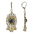 Cast Faux Stone Drop Earring - Goldtone