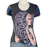 IMAGE OF Jessie G. Women's Printed Scoop Neck Tee - Blue Large
