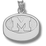 University of Michigan M Hockey Puck 9/16 Pendant (Silver)