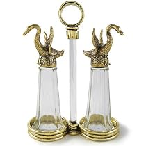 24K Gold Swan Salt & Pepper Shakers with Carrier