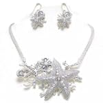 Beautiful Chunky Silvertone Starfish Sea Life Ocean Fantasy Statement Necklace and Earrings Set Fashion Jewelry