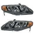 This is a Brand New Aftermarket Passenger & Driver Side RH & LH Headlight Pair Fits 2006-2008 Honda Civic DX/EX/GX/LX/Si/DX-G/MUGEN Si 4Cyl/2.0L 1.8L/2.0L