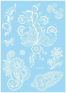 OOFAYZBL 1pc White Butterfly Flower Henna Temporary Tattoo Woman Body Art Tattoo Sticker WM-LS1007