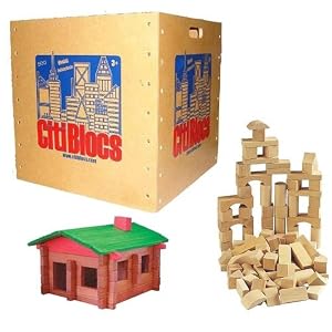 CITIBLOCS Original Wooden Building Block Set - 500 Piece Collector’s Edition With Wooden Storage Box Plus Additional 50 Piece Constructuion Logs and 80 Piece Wood Block Play Set
