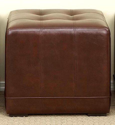 Kitchen: Contemporary Brown Leather SQUARE OTTOMAN
