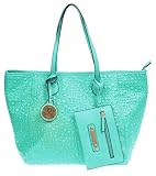 V1969 Italia Womens Designer Handbags Sistine Convertible Tote - Teal - by VERSACE 19.69 ABBIGLIAMENTO SPORTIVO SRL (More Colors Available)