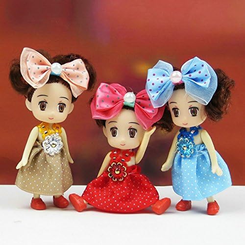 Giftoys 4 Inches Innocent Girl Mini Dolls to Decorate the Dollhouse Set of 3