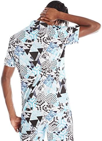 Control Sector Men's Ss Deadlock Woven M Turqoise Geo Print